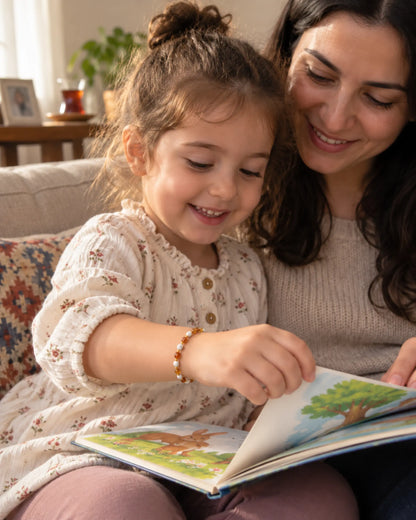 Sakinlik, Sabır, Öfke Kontrolü & Huzurlu Uyku | Baltık Kehribarı & Howlit Bebek & Çocuk Bilekliği